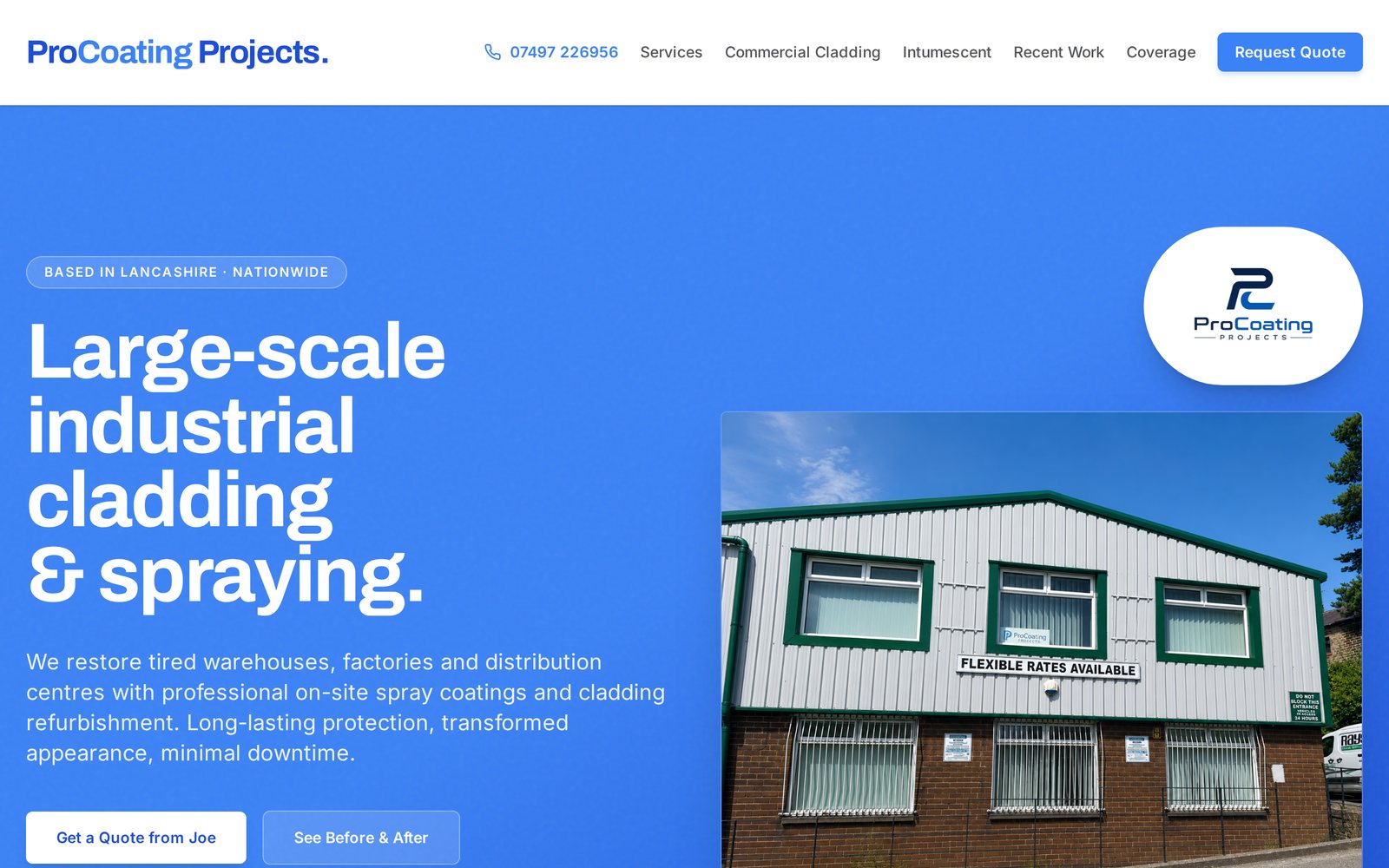 Website built by Regal PC Specialists for ProCoating Projects UK